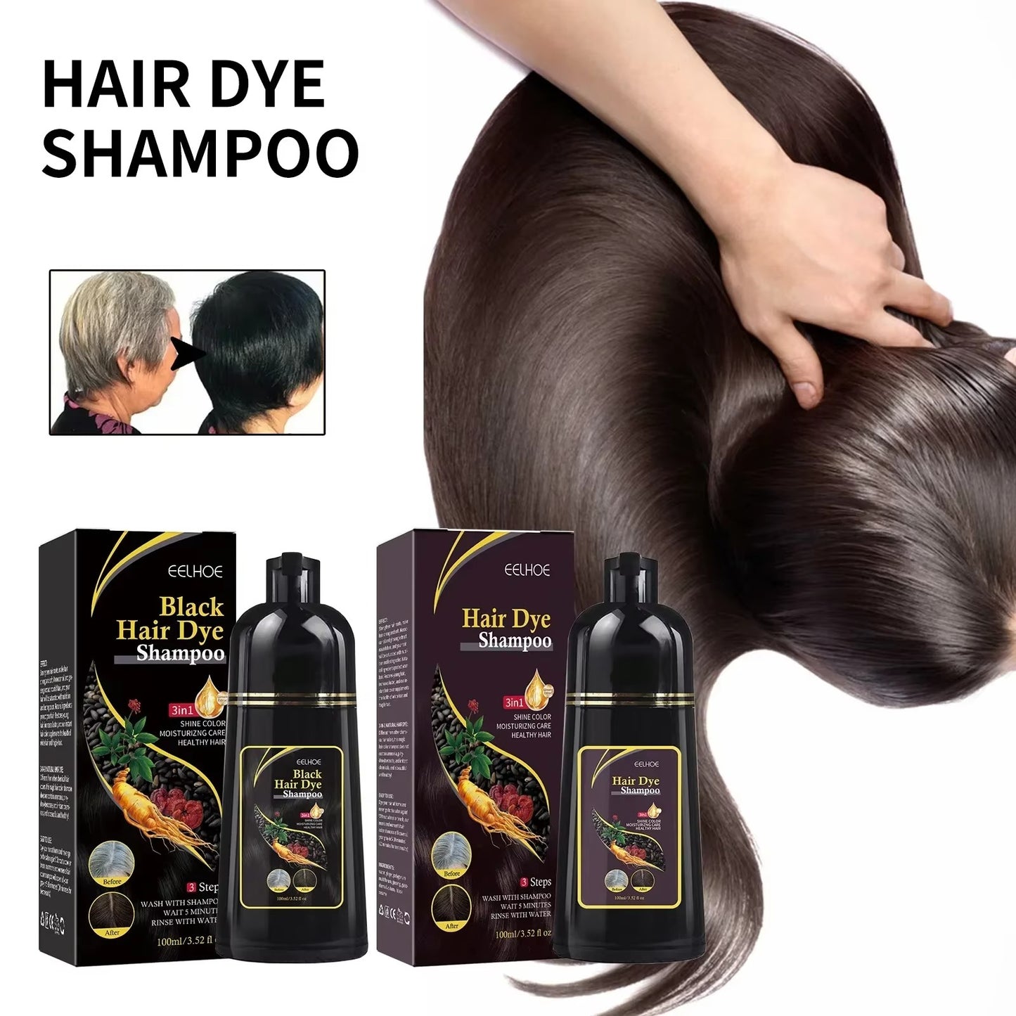 100ml Permanent 3in1 Hair Dye Shampoo