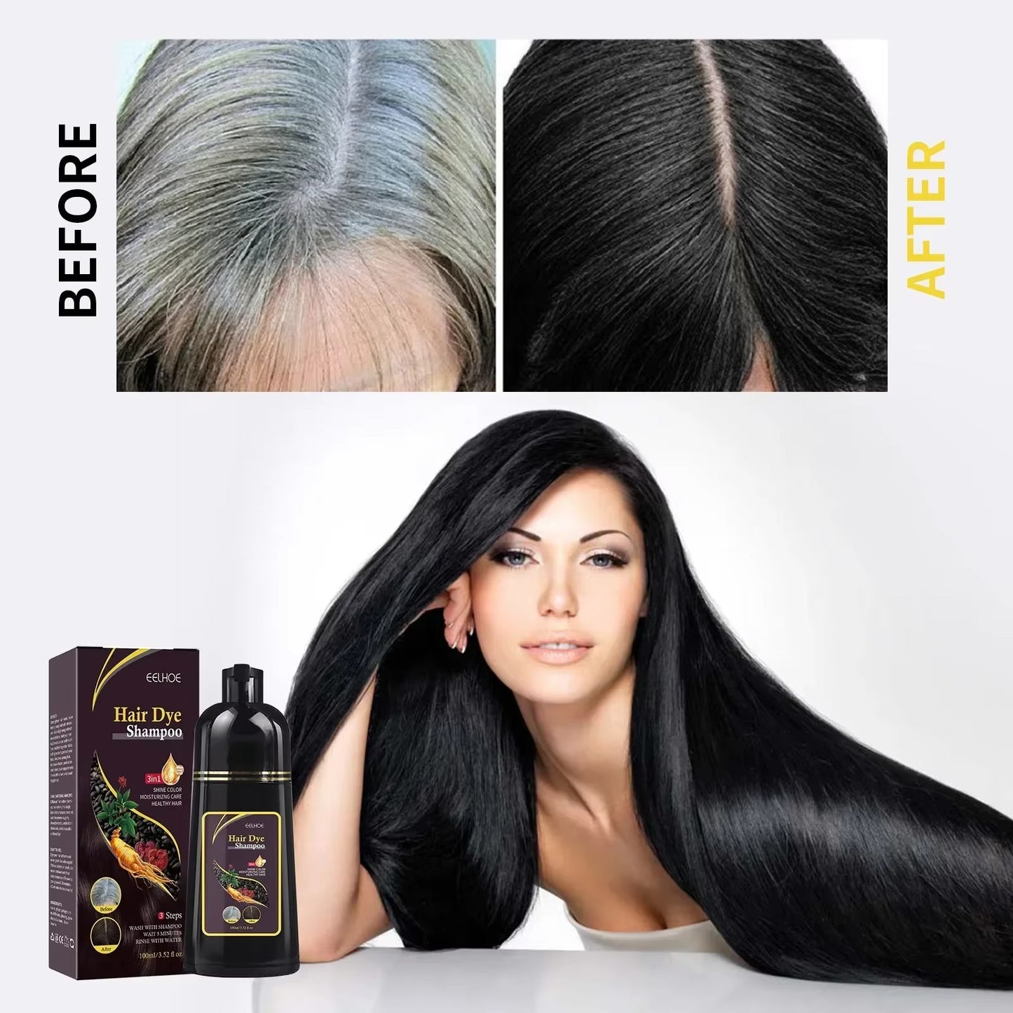 100ml Permanent 3in1 Hair Dye Shampoo